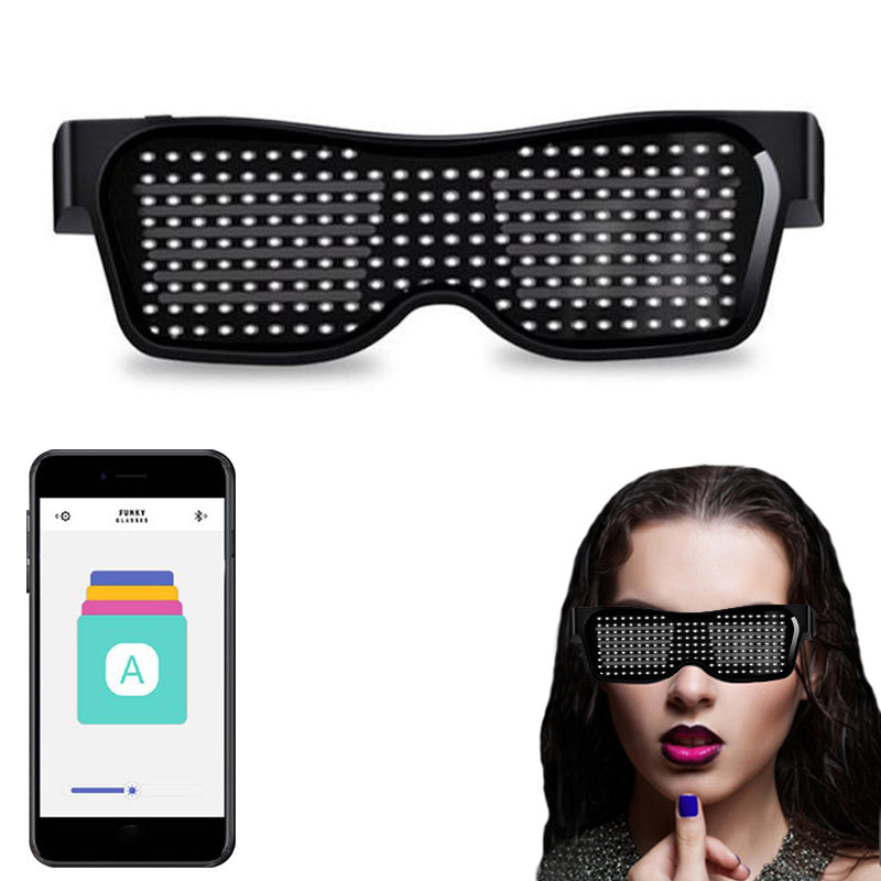 Bluetooth Led Party Glasses App Control Luminous Glasses Editable Text DIY Charge Flashing Eyewear Christmas Concert Sunglasses