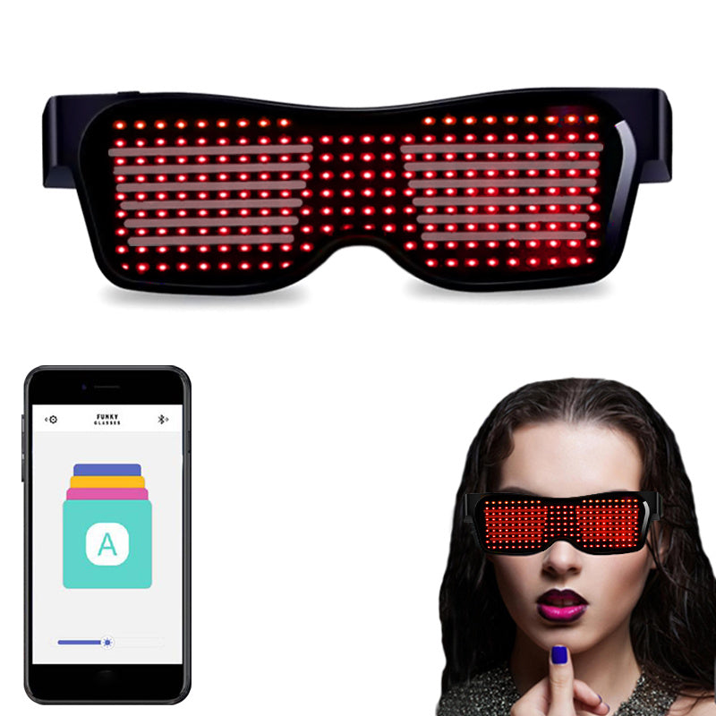 Bluetooth Led Party Glasses App Control Luminous Glasses Editable Text DIY Charge Flashing Eyewear Christmas Concert Sunglasses