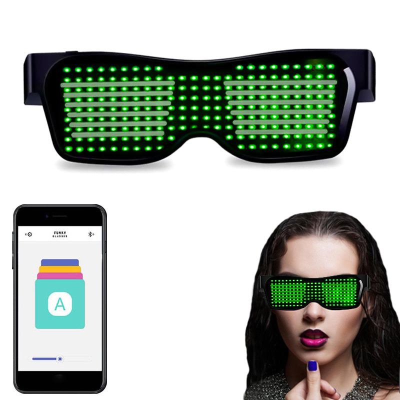 Bluetooth Led Party Glasses App Control Luminous Glasses Editable Text DIY Charge Flashing Eyewear Christmas Concert Sunglasses