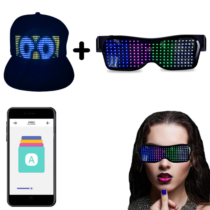 Bluetooth Led Party Glasses App Control Luminous Glasses Editable Text DIY Charge Flashing Eyewear Christmas Concert Sunglasses