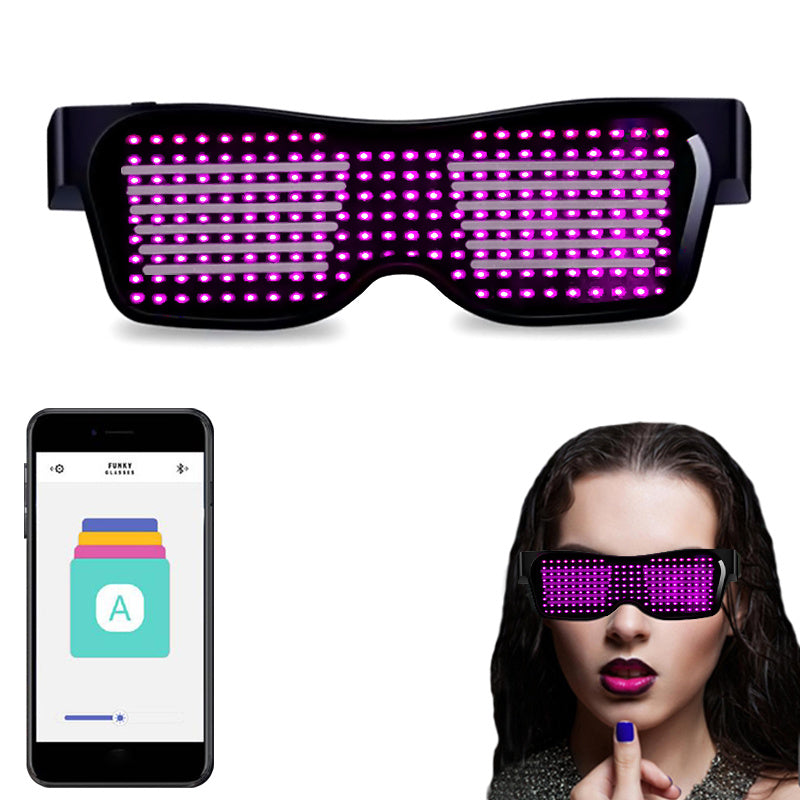 Bluetooth Led Party Glasses App Control Luminous Glasses Editable Text DIY Charge Flashing Eyewear Christmas Concert Sunglasses