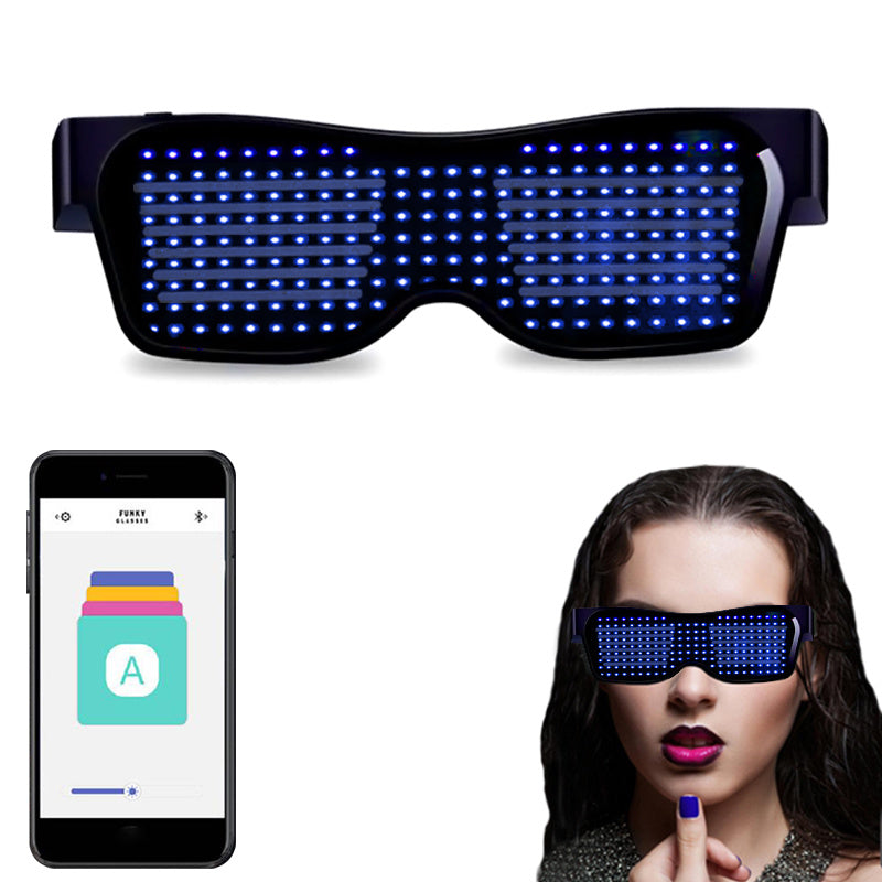 Bluetooth Led Party Glasses App Control Luminous Glasses Editable Text DIY Charge Flashing Eyewear Christmas Concert Sunglasses