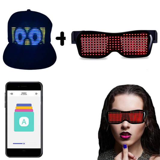 Bluetooth Led Party Glasses App Control Luminous Glasses Editable Text DIY Charge Flashing Eyewear Christmas Concert Sunglasses